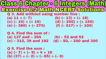 Class 6 Ex-6.2 Q 3 | Q 4 | Q 5 | Integers | Chapter 6 | Exercise 6.2 | Math NCERT Solutions | CBSE