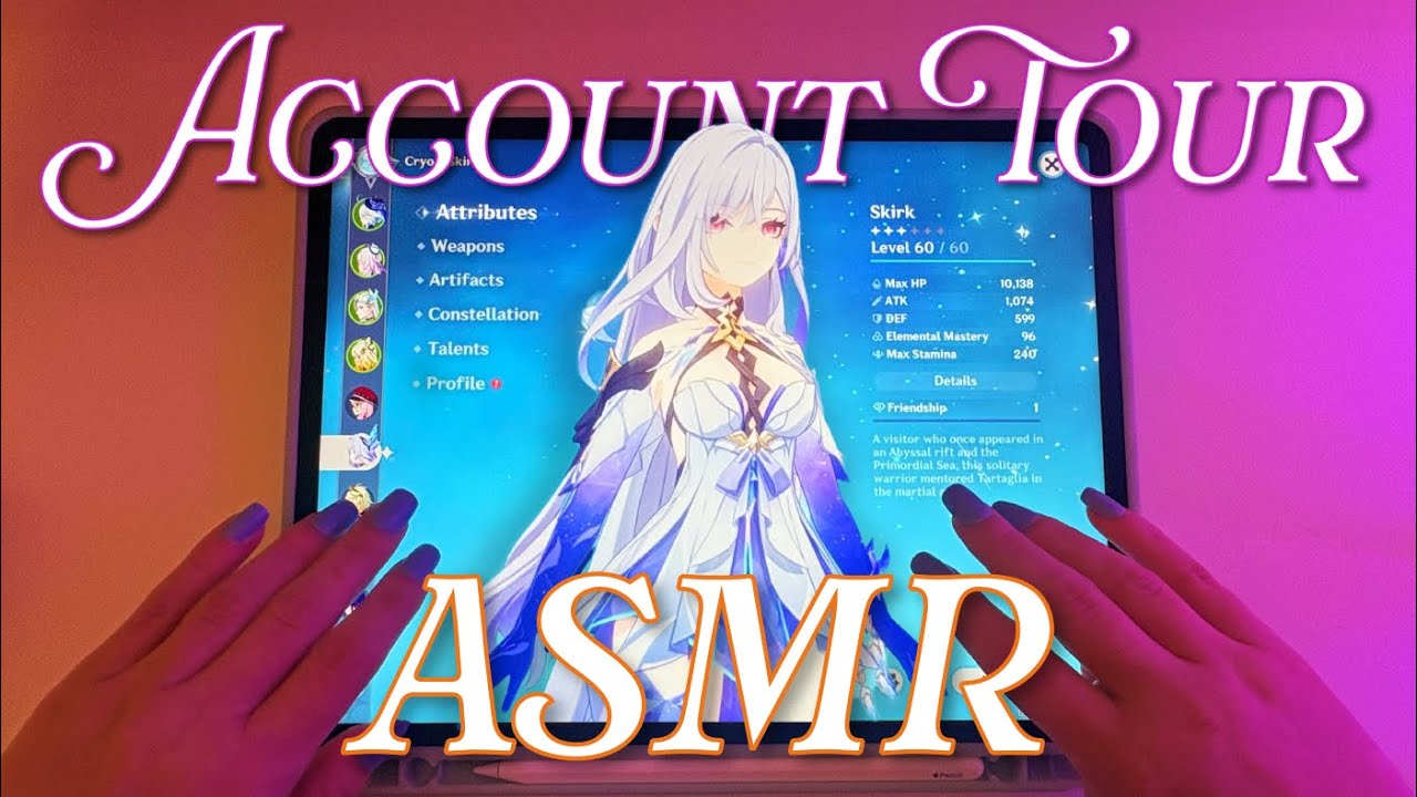 ASMR Genshin Account Tour on my iPad | Up Close Whispers + Tapping