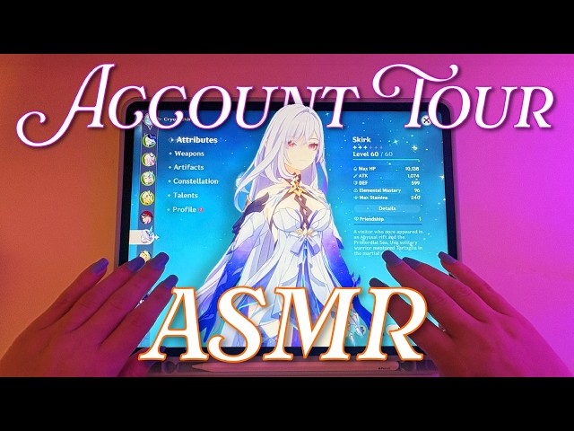 ASMR Genshin Account Tour on my iPad | Up Close Whispers + Tapping
