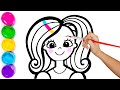 How to draw a glitter girl.Menggambar dan mewarnai.Cara menggambar orang. Как нарисовать девочку. #9