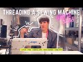 Threading a sewing machine industrial and winding a bobbin  for the absolute beginner sewist