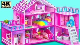 Make 3-Storey Pink Mansion with 10 Perfect Rooms from Cardboard ❤️ DIY Miniature Cardboard House