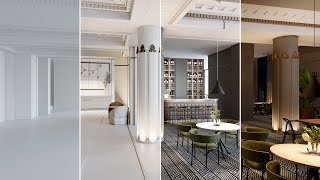 Stages of Architectural 3D Visualisation for Interior Office Carola Rytsölä