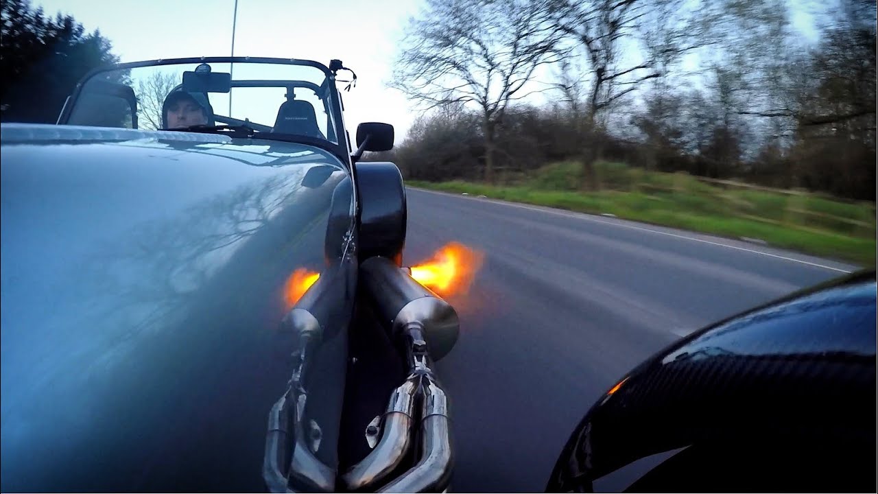 Caterham 7 Popping Flames