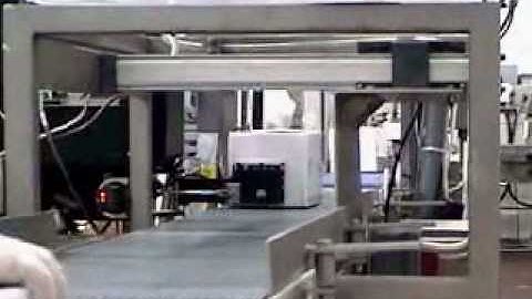 Label Printer Applicator applying a label to the leading panel of a box