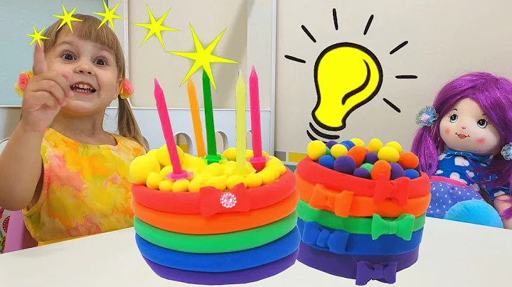 Lera pretend cook birthday cakes for Doll