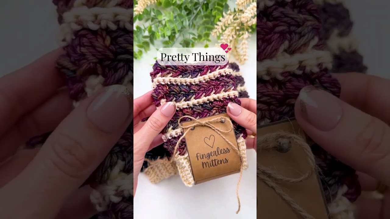 Wheat Stitch Fingerless Crochet Mittens