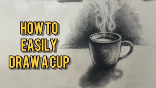 How to Draw a Realistic Coffee Cup with Charcoal | Step-by-Step Tutorial #sketch #cupdrawing #viral