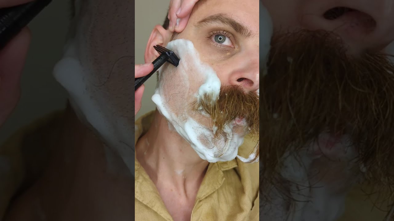 ASMR wet shave & mustache style