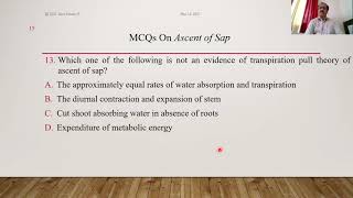 20 MCQs on Ascent of Sap (Plant Physiology) S.Y.B.Sc. Botany SPPU screenshot 5