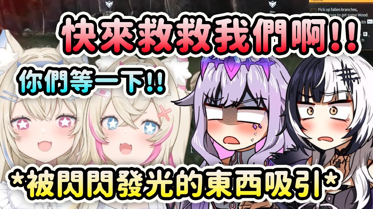 當Shiori和Biboo在拼了命求救的時候FuwaMoco卻被閃閃發光的東西吸引了...【FuwaMoco Bijou Shiori Nerissa】【Hololive 中文】