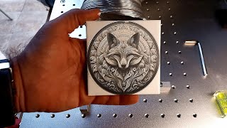 Laser engraving a white ceramic tile, with a 20w fiber laser