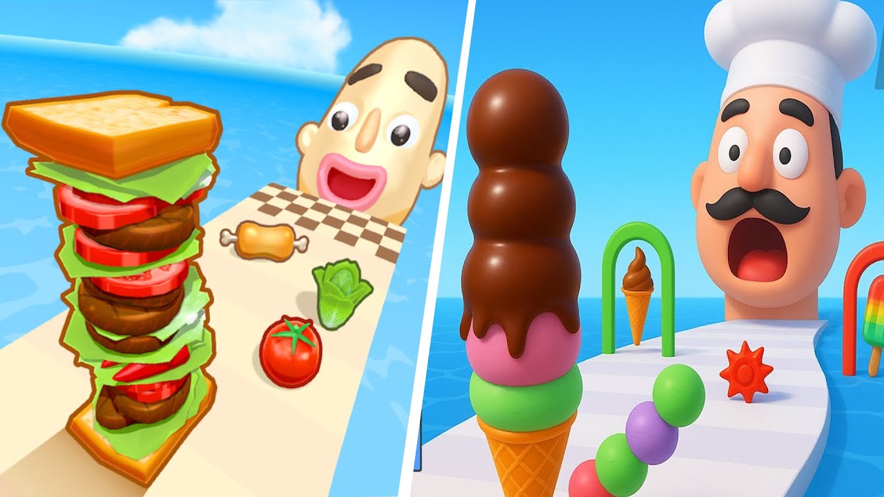 Sandwich Runner 🆚 Stacky Ice Cream Runner🌻🧿🌺🌈Max Levels Walkthrough Android IOS Update Gameplay70473