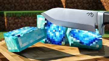 Diamond Block Cutting in Minecraft Style | ASMR Satisfying Sounds