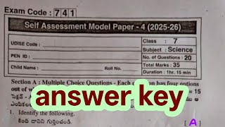 💯7th class science fa4 real self assessment model 4 question paper and answers key fa4 