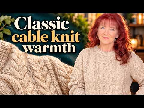 Aelfric Eden Chunky Cable Knit Sweater for Women: Oversized Crew Neck Pullover with Ribbed Cuffs