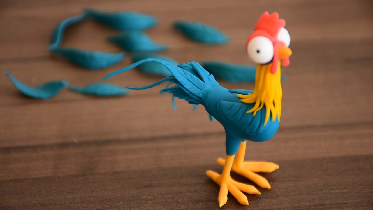 Passo a Passo- Galo Heihei Moana em biscuit