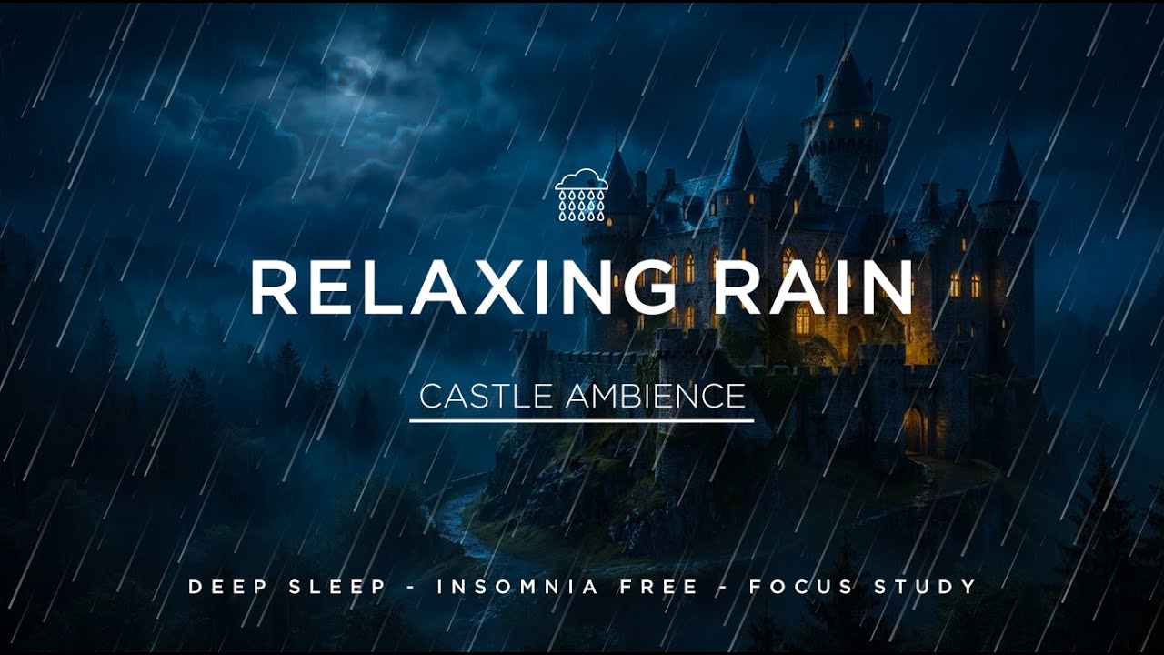 🌙 Gothic Castle at Night 🌧️ Heavy Rain Sounds for Sleeping & Insomnia Relief