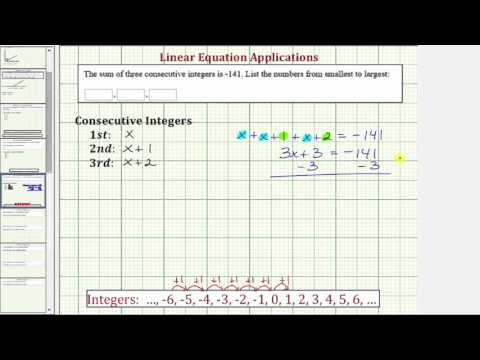 Ex: Write and Solve an Equation for Consecutive Integers with a Given Sum