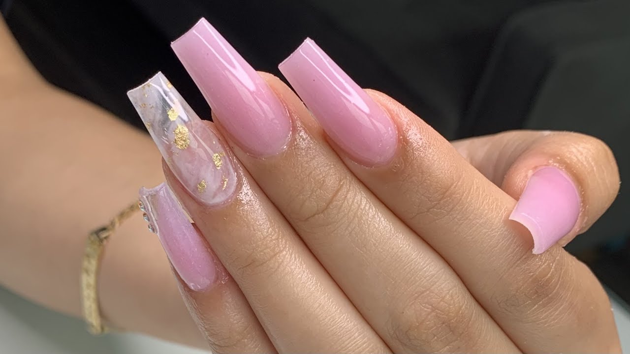 1. Pink and White Marble Acrylic Nails - wide 6