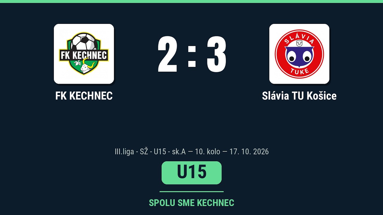 U15 - 10. kolo: FK KECHNEC — Slávia TU Košice (sobota, 17. 10. o 10:00)