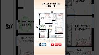 4 Bedroom Small Simple House Plan in 3D | 30 x 30 900 sqft House | DESIGN to HOUSE