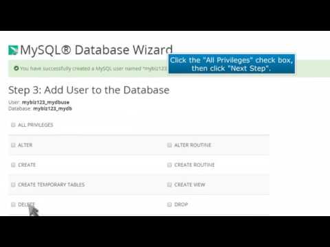 cPanel MySQL 1 How to use the MySQL wizard