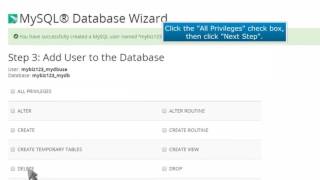 cPanel MySQL 1 How to use the MySQL wizard