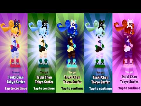 UNLOCKING TSUKI CHAN : WHICH COLOR IS BEST? SUBWAY SURFERS FANTASY FEST COLORS COMPILATIONS