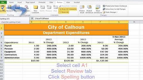 Microsoft Excel: How to Spell Check