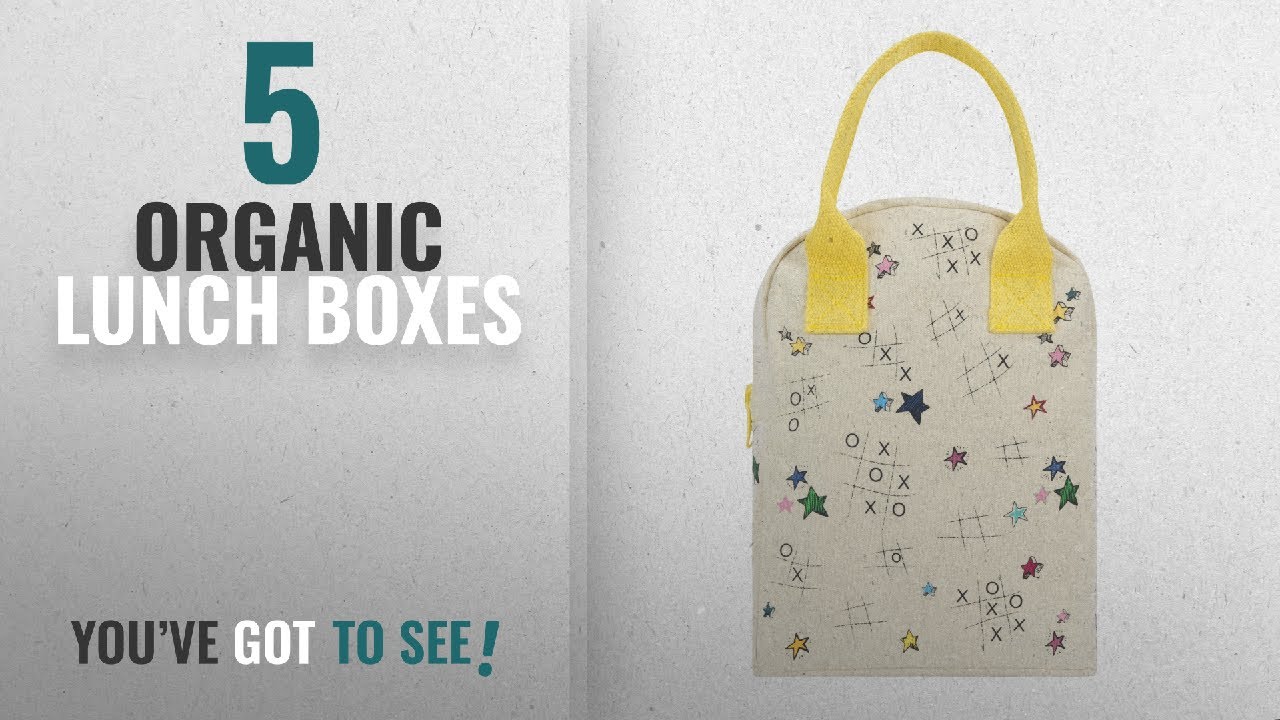 Best Organic Lunch Boxes [2018]: Fluf Zipper Lunch Bag, Organic Cotton (Tic Tac Toe)