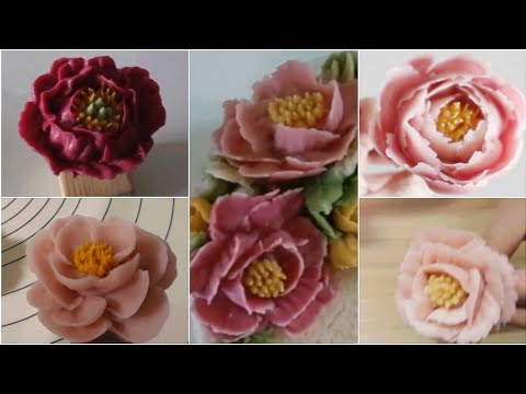 <strong>모란</strong> 꽃짜기 모음 Peony blossom flower piping technique