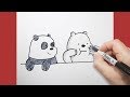 الدببة الثلاثة | كيف ترسم قطبي وبندا | بالخطوات | drawing we bare bears