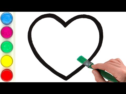 Heart Picture Drawing, Painting, Coloring for Kids and Toddlers | Learn Fruits Together