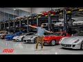 Inside look into a car storage facility  collectors car corral  motorweek over the edge