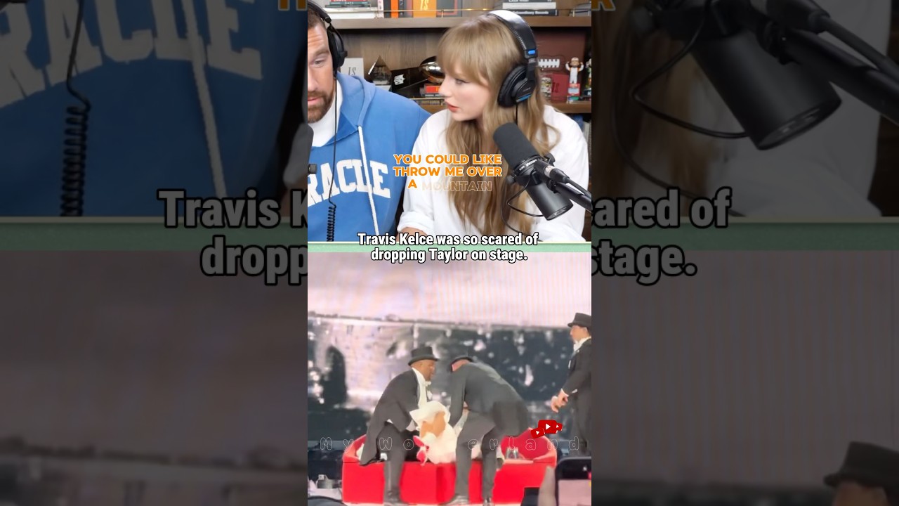 Реакция Тейлор Свифт на то, что Трэвис Келси боится уронить её на сцене! 