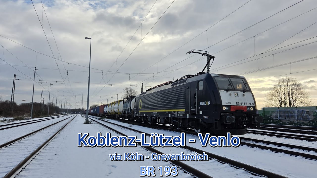 Im Schnee in die Niederlande | Führerstandsmitfahrt Koblenz-Lützel - Venlo | BR189