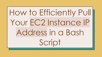 How to Efficiently Pull Your EC2 Instance IP Address in a Bash Script