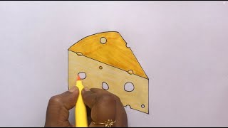 Cheese drawing and coloring video for kids | How to draw a Cheese | Cartoon Cheese | Cheese drawing