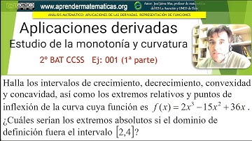 Estudio de la monotonía y curvatura de una función polinómica. 2 BAT ccss2 001 1part. José Jaime Mas