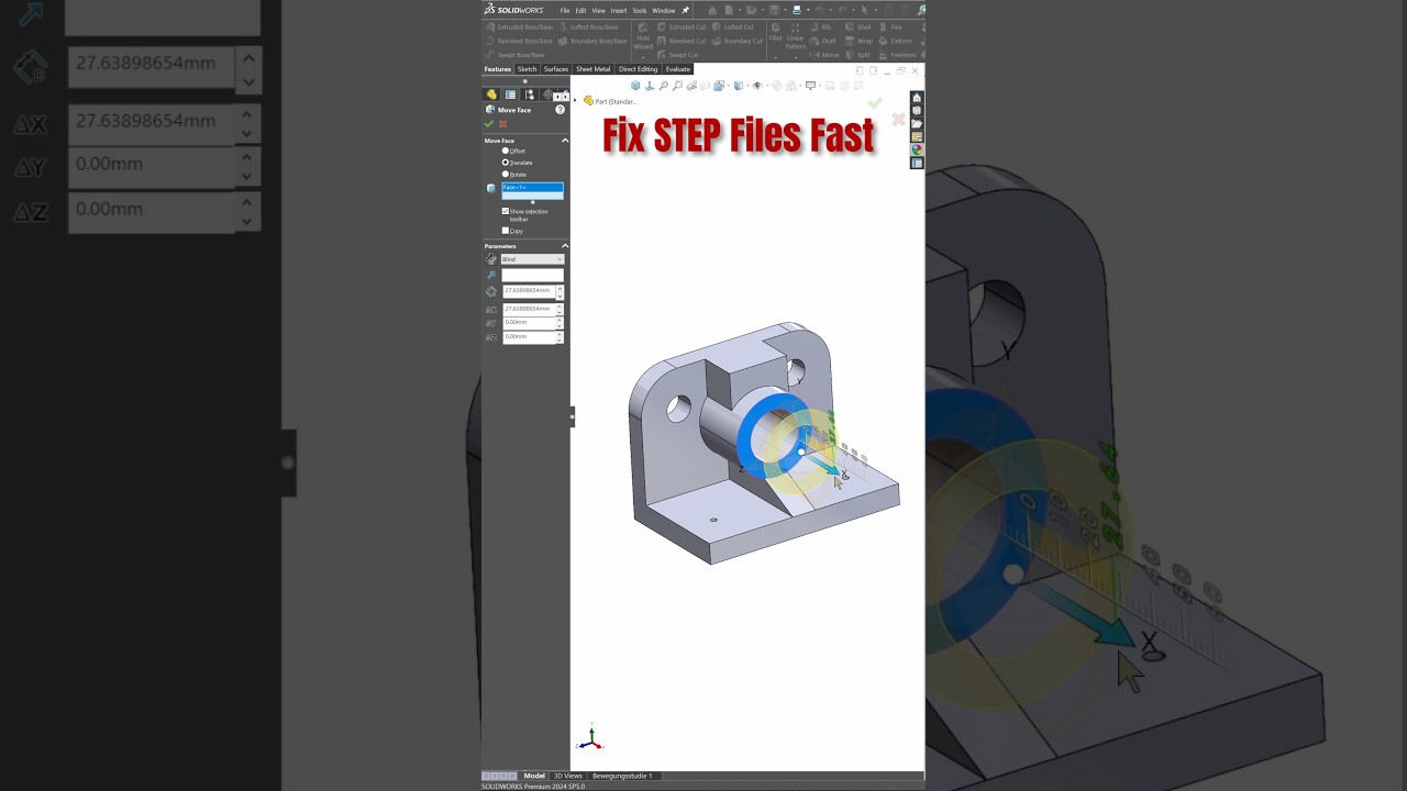 Edit STEP Files in Seconds - SolidWorks Move Face