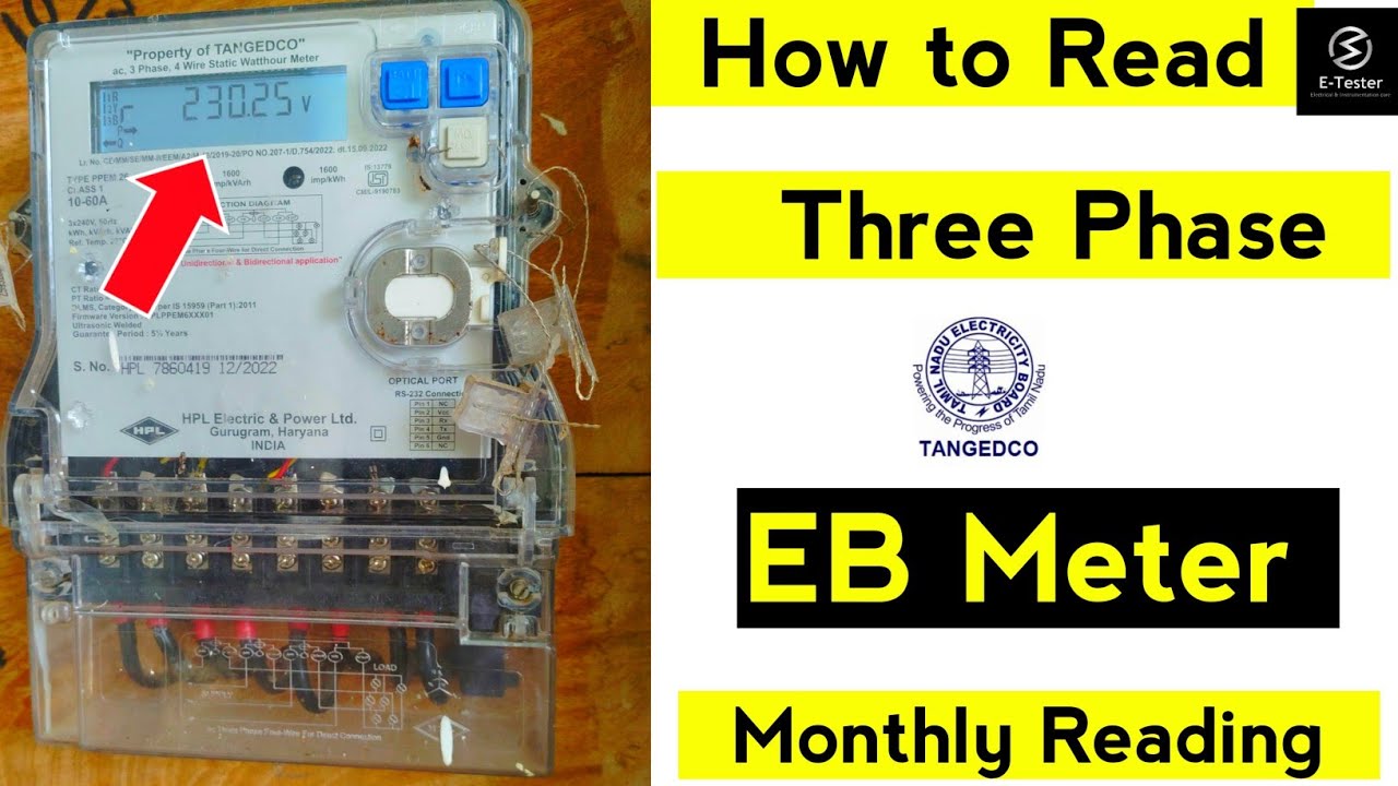 How to Find EB Meter Reading & Power Cost | Three Phase Meter ...