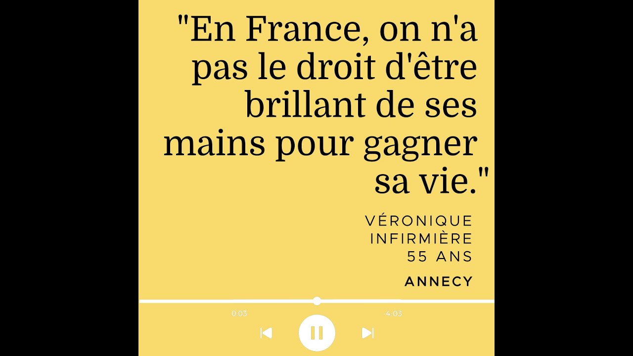 Veronique : "En France, on n'a pas le droit d'être brillant de ses mains pour gagner sa vie"
