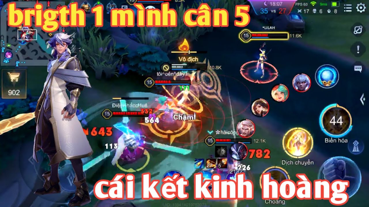 Liên Quân _ Anh Hảo Cầm Brigth 1 Mình Cân 5 Cực Chiến | Càn Quét Tan Nát Team Bạn