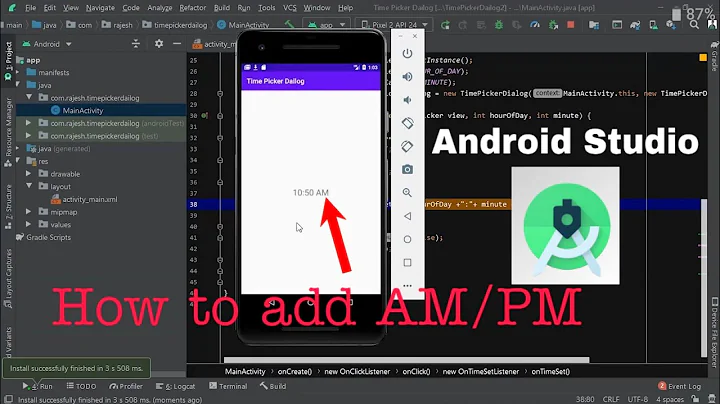 How to add AM/PM in Time Picker Dailog Android Studio || add AM/PM TextView or EditText