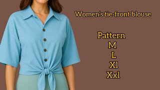 Women’s front-tie blouse pattern 🪡🧵 (beginner-friendly)✂️