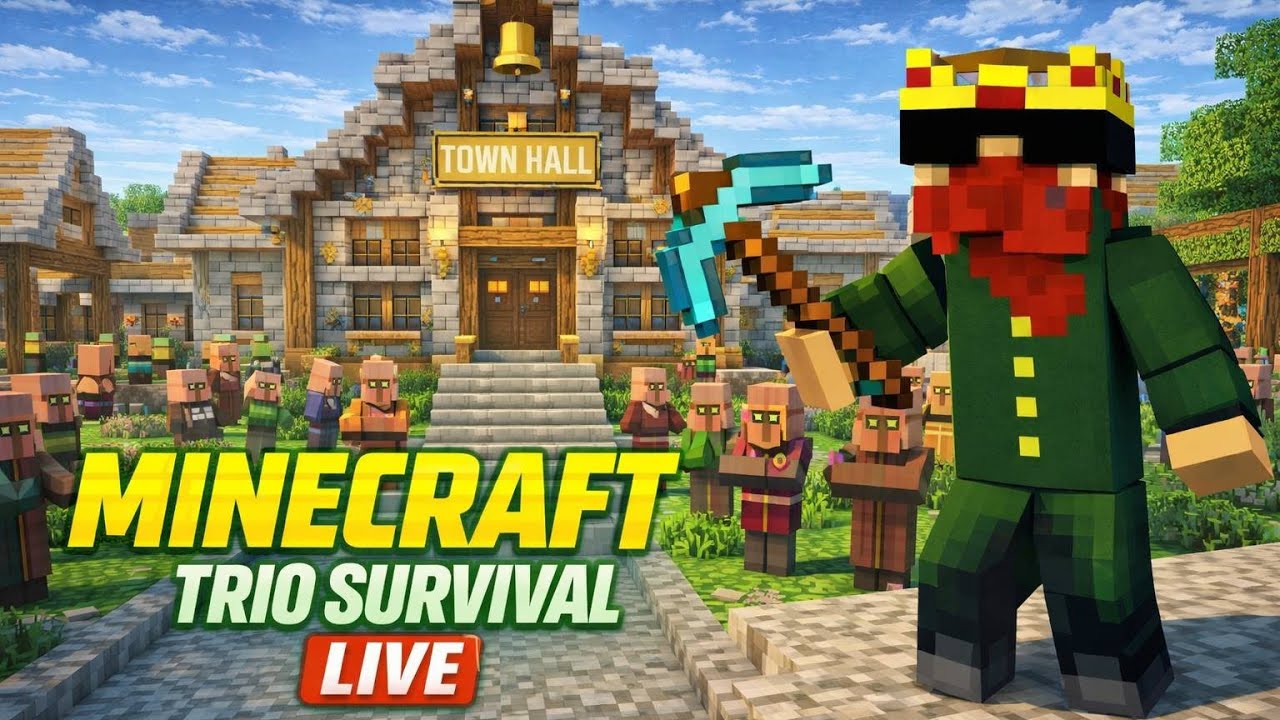 🔴 LIVE: Today Make a Town Hall in Minecraft Trio Survival Series - YouTube