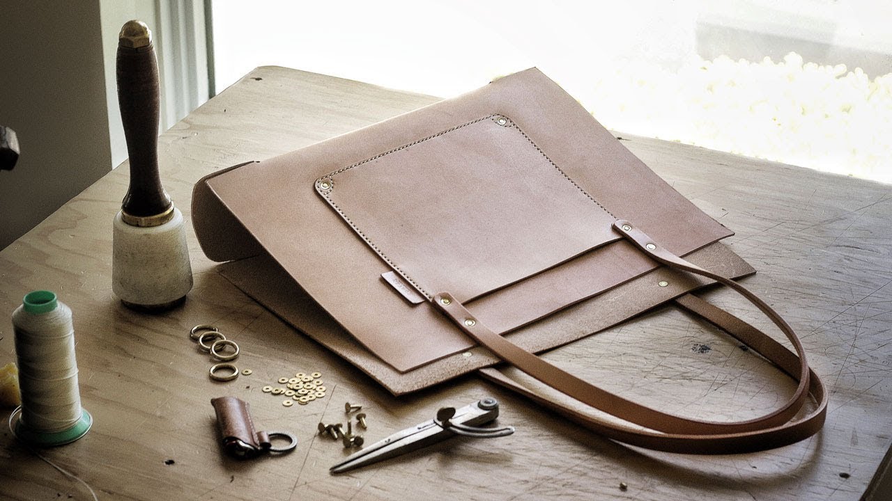 Making a LINED Leather TOTE BAG - FREE design plans 