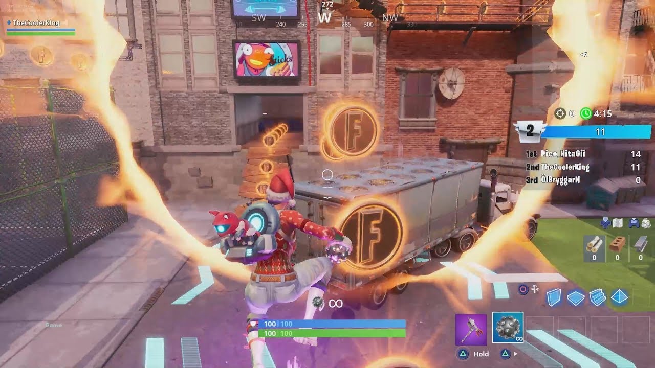 Jump through all 6 flaming hoops - Fortnite (Downtown Drop Challenges)