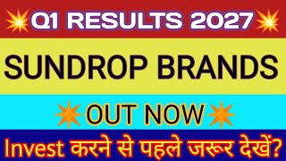 Sundrop Brands Q1 Results🔴Sundrop Brands Result🔴Sundrop Brands Share Latest News🔴Agro Tech Foods Ltd